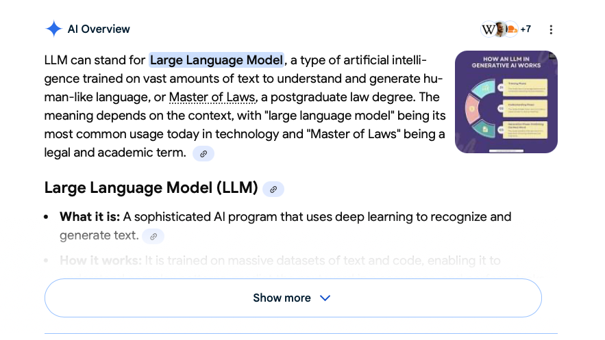 An AI Overview at the beginning of a Google Search